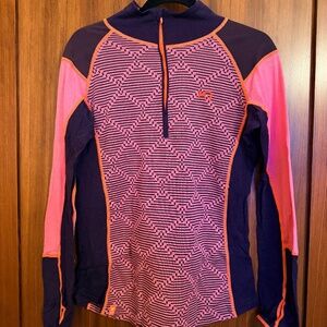 Kari Traa pink quarter zip wool pullover base layer